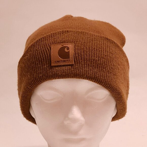 KNIT Carhartt Hat with Patch Logo BROWN CHILD/Youth Size - Picture 2 of 5